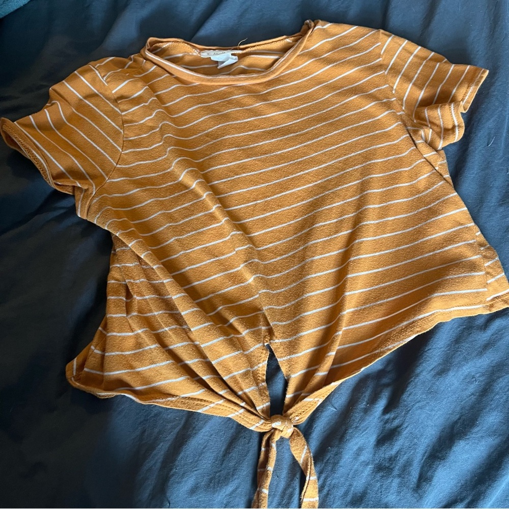 Yellow Striped Crop Top
